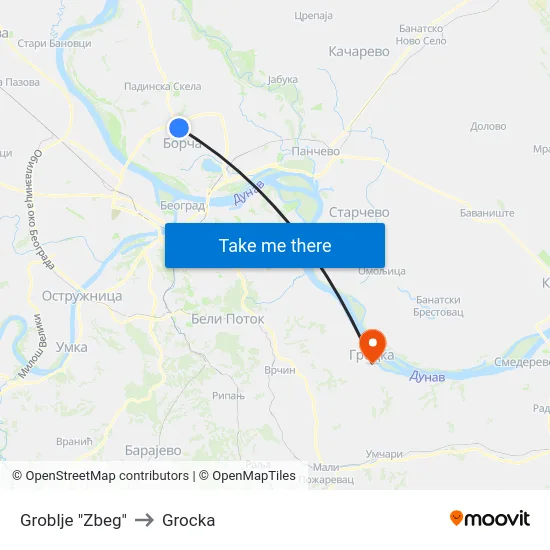Groblje "Zbeg" to Grocka map