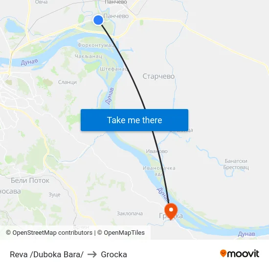 Reva /Duboka Bara/ to Grocka map