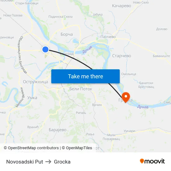 Novosadski Road to Grocka map