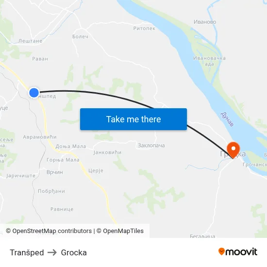 Tranšped to Grocka map
