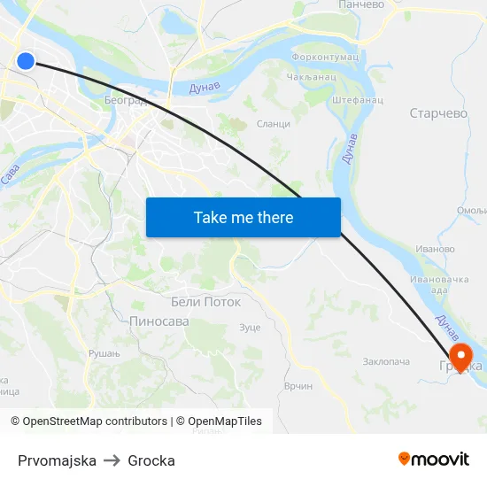 First May Street to Grocka map