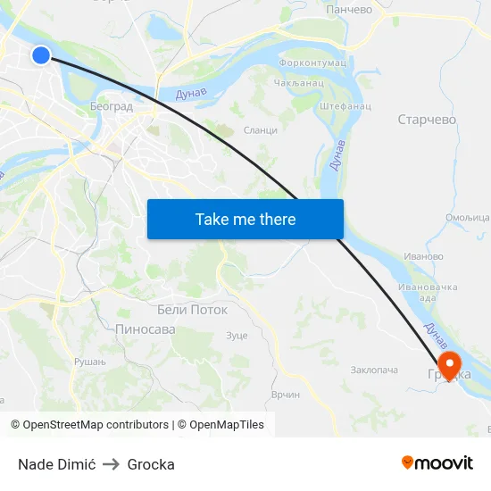 Nade Dimić to Grocka map