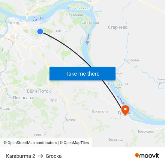 Karaburma 2 to Grocka map