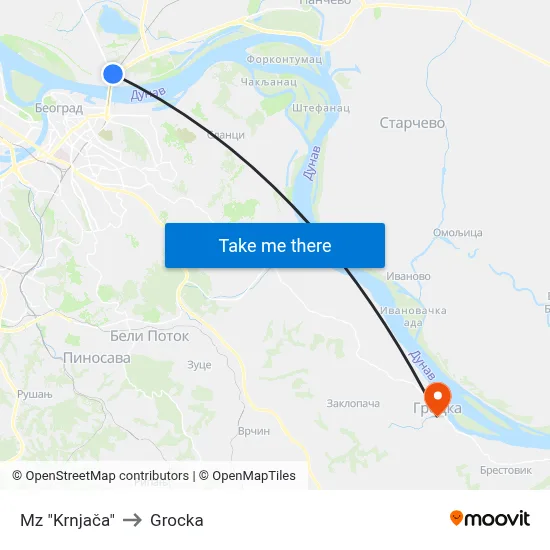 Mz "Krnjača" to Grocka map