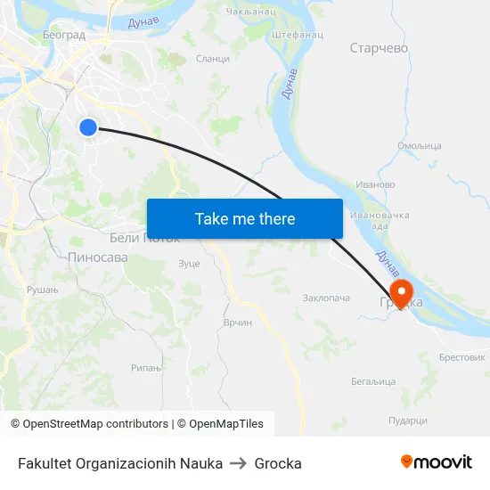 Fakultet Organizacionih Nauka to Grocka map