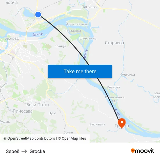 Sebeš to Grocka map