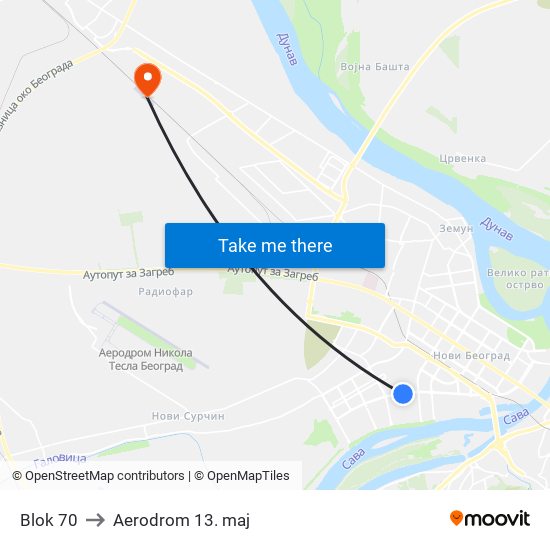 Blok 70 to Aerodrom 13. maj map