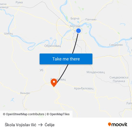 Škola Vojislav Ilić to Ćelije map