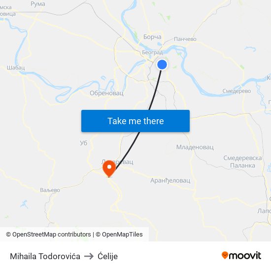 Mihaila Todorovića to Ćelije map