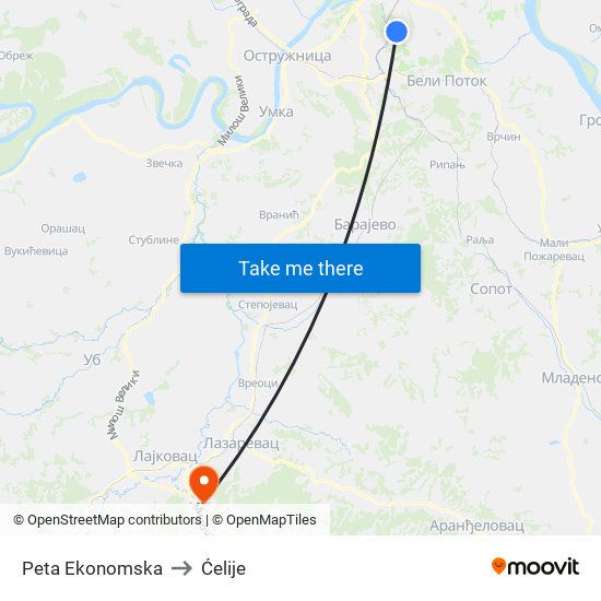 Peta Ekonomska to Ćelije map