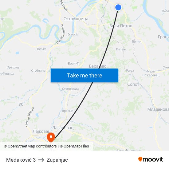 Medaković 3 to Zupanjac map