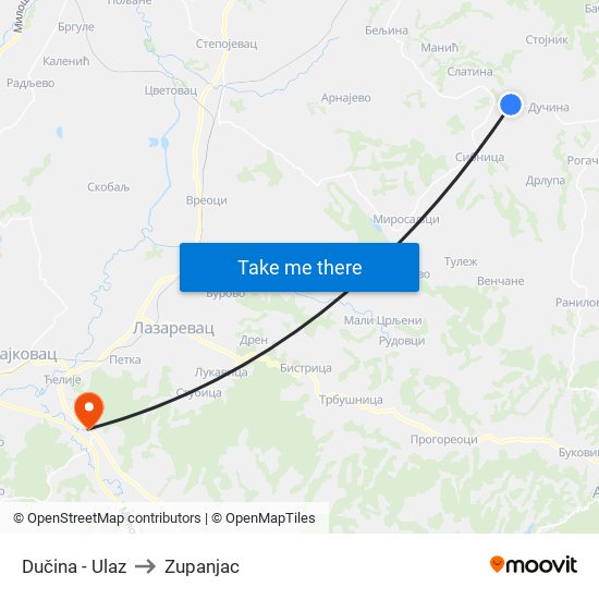 Dučina - Ulaz to Zupanjac map