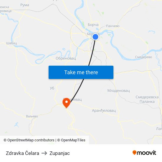 Zdravka Čelara to Zupanjac map