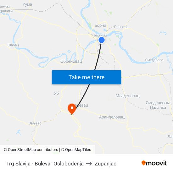 Trg Slavija - Bulevar Oslobođenja to Zupanjac map