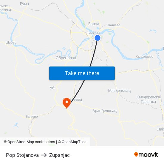 Pop Stojanova to Zupanjac map