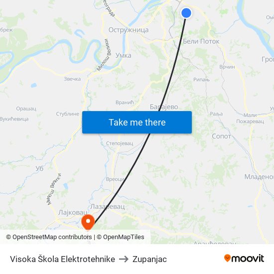 Visoka Škola Elektrotehnike to Zupanjac map