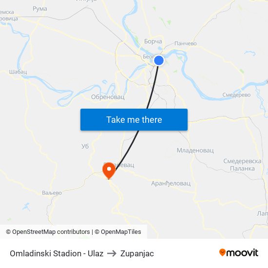 Omladinski Stadion - Ulaz to Zupanjac map