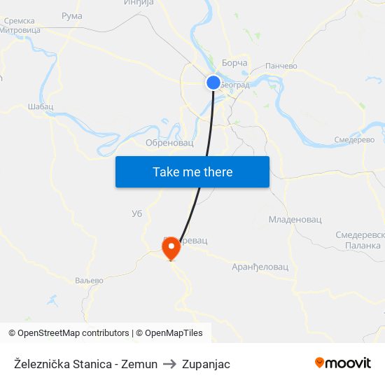 Železnička Stanica - Zemun to Zupanjac map