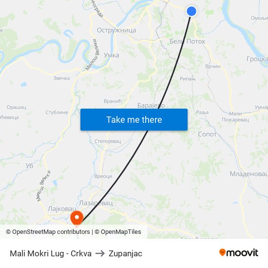 Mali Mokri Lug - Crkva to Zupanjac map