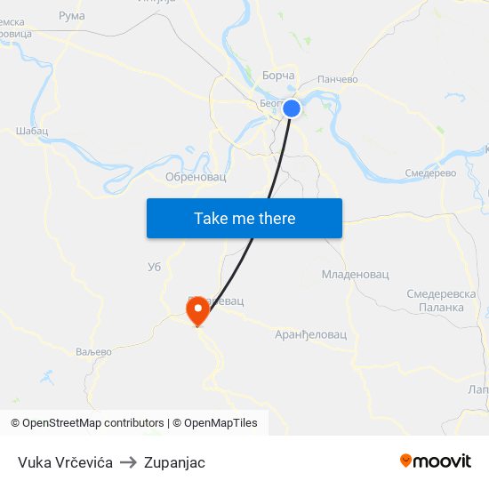 Vuka Vrčevića to Zupanjac map