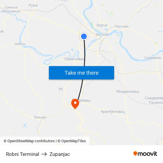 Robni Terminal to Zupanjac map