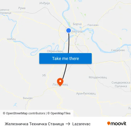 Железничка Техничка Станица to Lazarevac map
