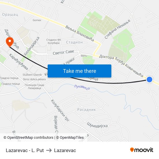 Lazarevac - L. Put to Lazarevac map