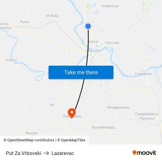 Put Za Vrbovski to Lazarevac map