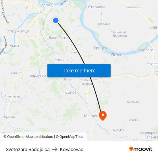 Svetozara Radojčića to Kovačevac map