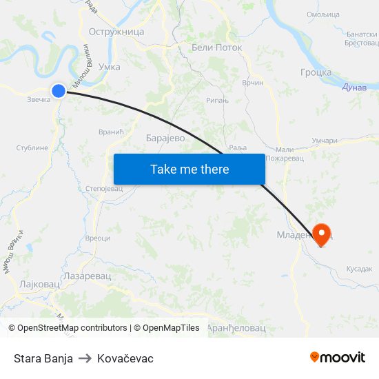 Stara Banja to Kovačevac map