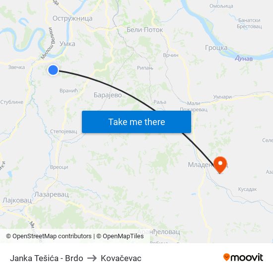 Janka Tešića - Brdo to Kovačevac map