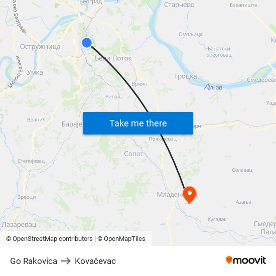 Go Rakovica to Kovačevac map