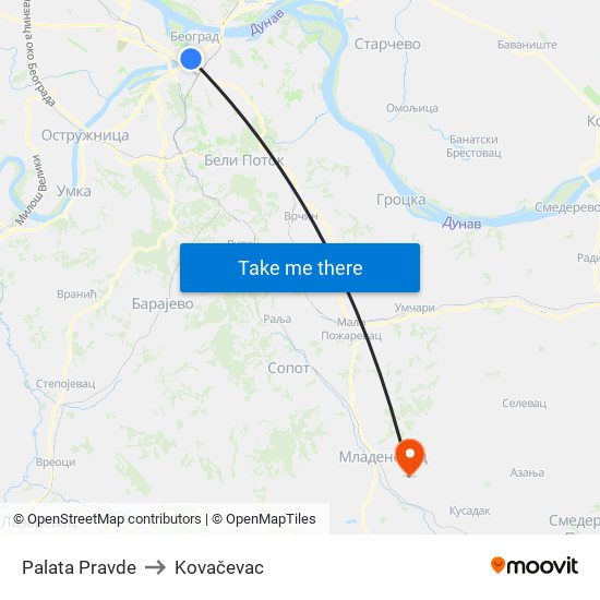 Palata Pravde to Kovačevac map