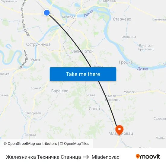 Железничка Техничка Станица to Mladenovac map
