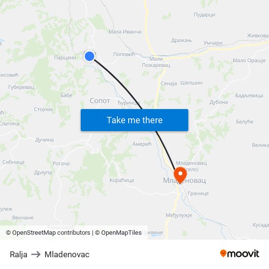 Ralja to Mladenovac map