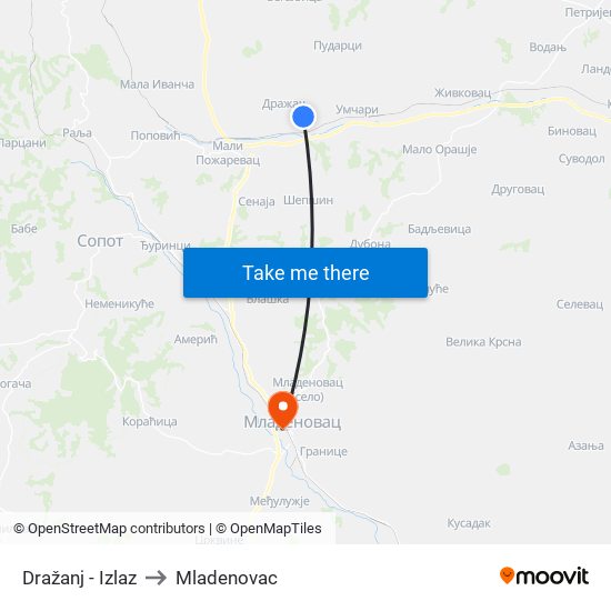 Dražanj - Izlaz to Mladenovac map