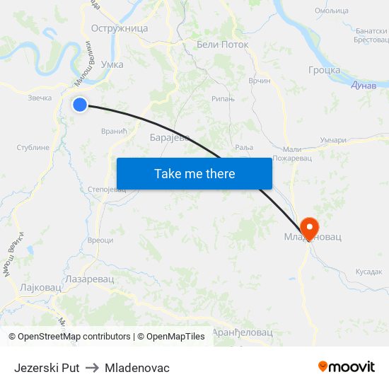 Jezerski Put to Mladenovac map