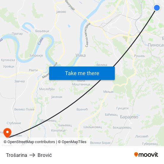 Trošarina to Brović map