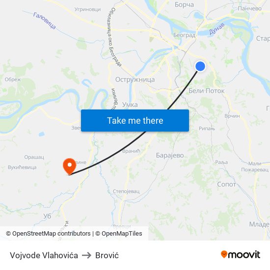 Vojvode Vlahovića to Brović map