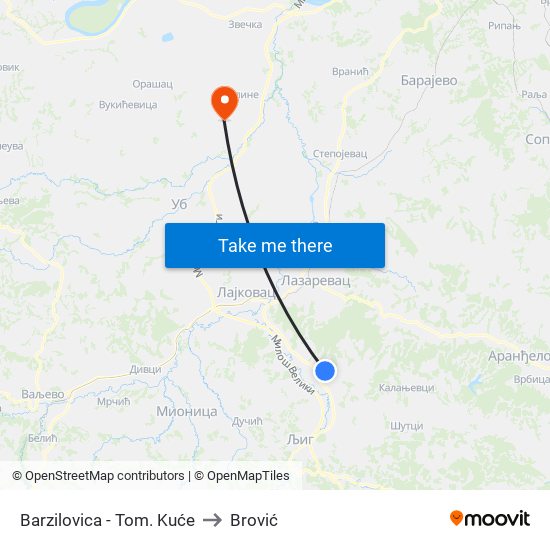 Barzilovica - Tom. Kuće to Brović map