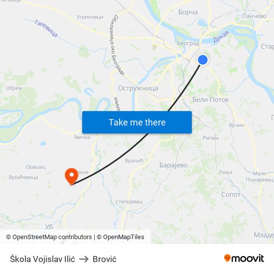 Škola Vojislav Ilić to Brović map