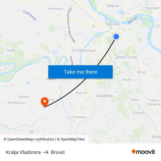 Kralja Vladimira to Brović map