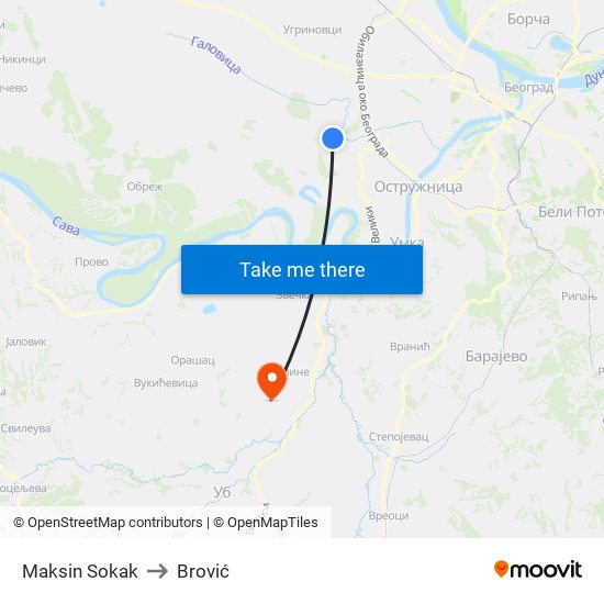 Maksin Sokak to Brović map