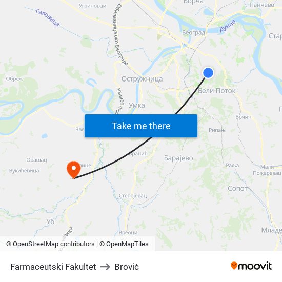 Farmaceutski Fakultet to Brović map