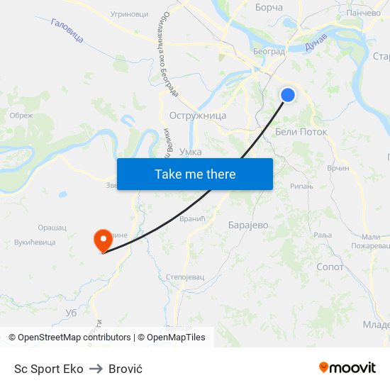 Sc Sport Eko to Brović map