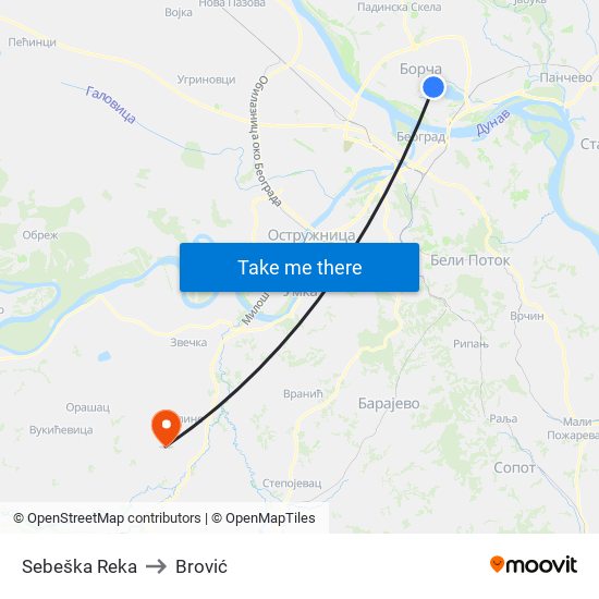 Sebeška Reka to Brović map