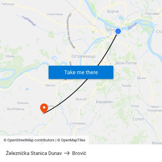 Železnička Stanica Dunav to Brović map