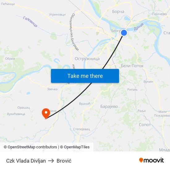 Czk Vlada Divljan to Brović map