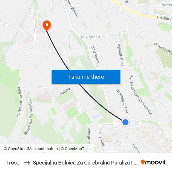 Trošarina to Specijalna Bolnica Za Cerebralnu Paralizu I Razvojnu Neurologiju map