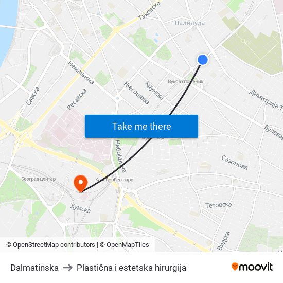 Dalmatinska to Plastična i estetska hirurgija map